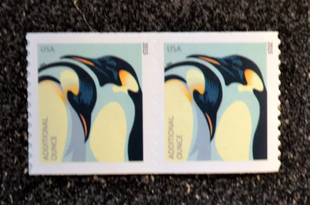 2015USA #4990 Additional Ounce Rate - Penguins  Mint NH    Coil Pair