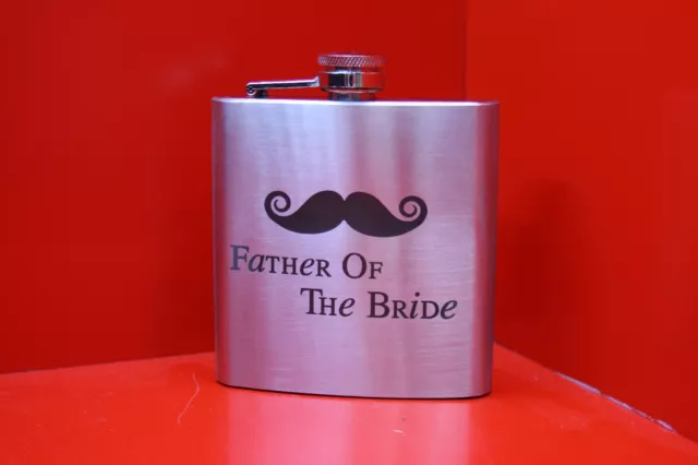 6oz Stainless Steel Hip Father Of The Bride Wedding Gift Favor Present Moustache 2