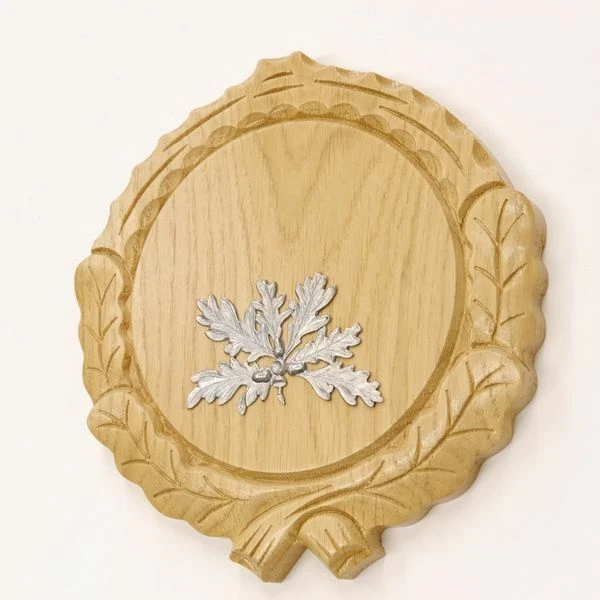 Placa de Jabalí Tallado Roble Claro Af 14 CM Con 1 Pieza 6-blättrigen Hoja 2