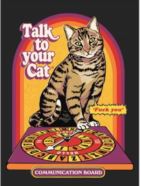 Talk To Your Cat on a 2.5”x3.5” Metal Refrigerator Magnet.