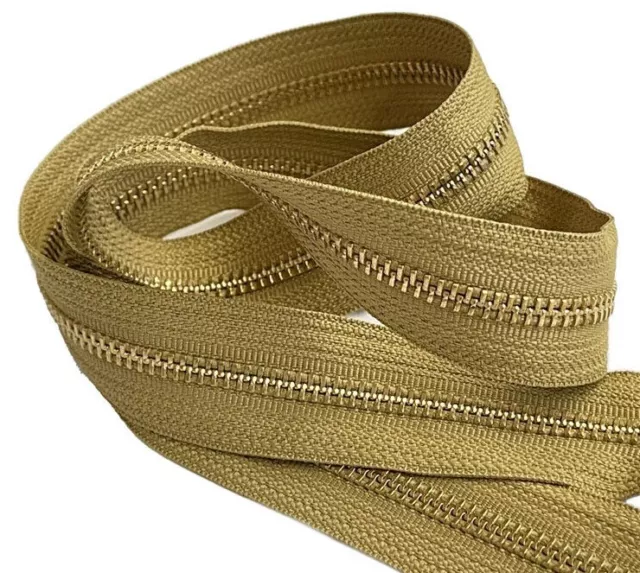 YKK #5 Brass Metal -Sports Drop Pull Custom Jacket Zipper Separating 35" or 36"
