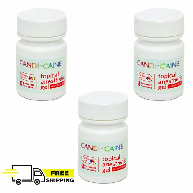 3x Dental Topical Anesthetic Gel 20% Benzocaine 1oz Jar Bubblegum Made in USA