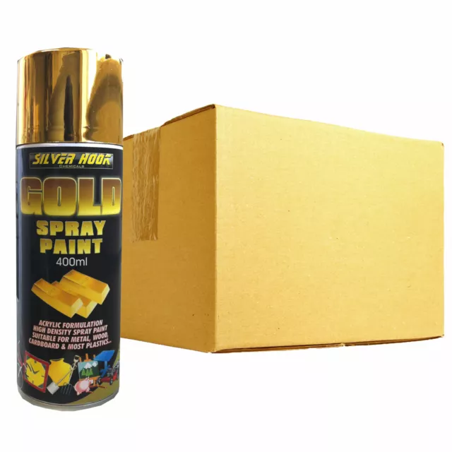 4 x Silverhook 18k GOLD Effect Spray Paint Universal High Density Acrylic 400ml