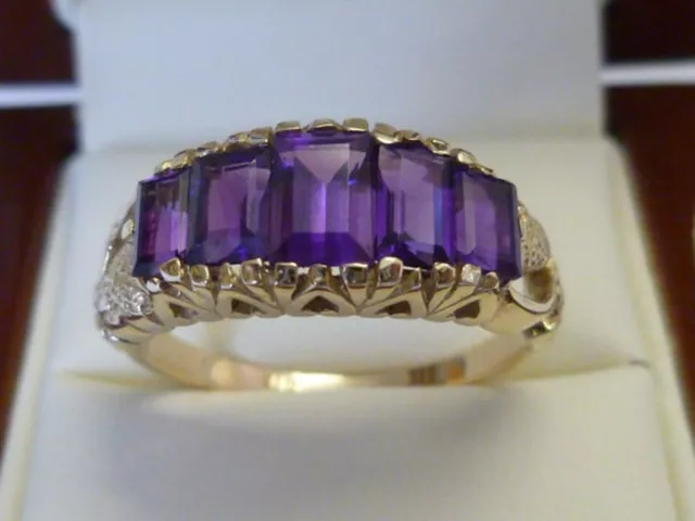 9ct Solid Gold Amethyst Women's Ring R113 Custom