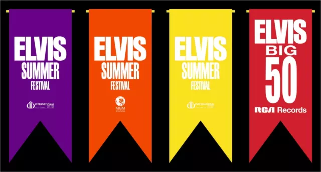 Elvis Lot of 4 Vintage Style Banners Pennant International MGM RCA Summer Fest