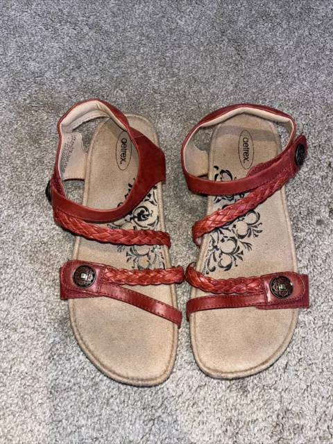 NEW Aetrex Jillian Braided Quarter Strap Leather Sandals Women's Size 9 US