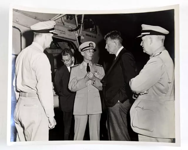 1960s US Navy Naval Officers Helicopter Dignitary Pollitician Vintage Photo