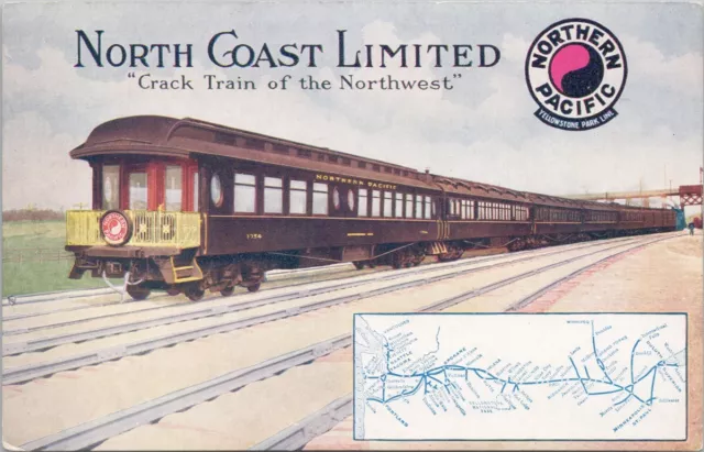 Northern Pacific Railway Crack Train Advertising North Coast Ltd Postcard H50