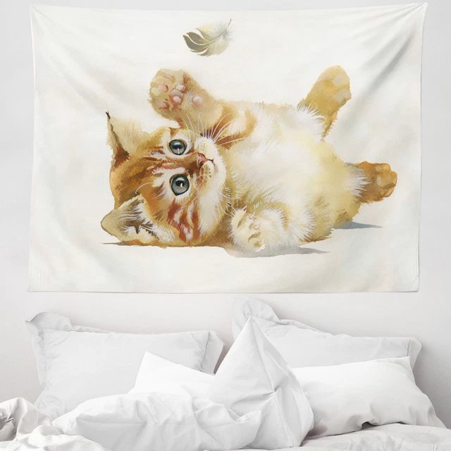 Animal Tapisserie Jeux de chat avec plumes