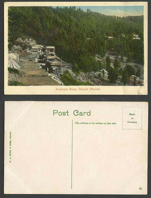 Pakistan alte farbige Postkarte GHARYAL Murree Kaschmirbasar Kaschmir Markt, Indien