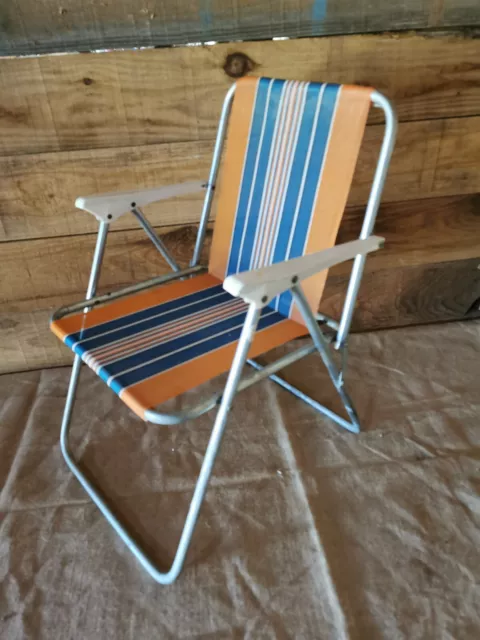 Vintage Ancien Fauteuil Siège De Camping Pliant Pour Enfant Gra 60