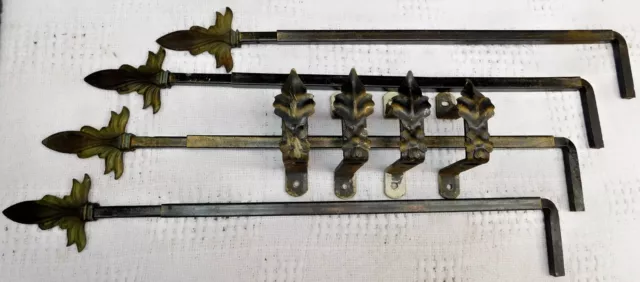 4 Vintage Victorian Art Deco Swing Arm Curtain Rods-2 PAIRS+ 4 BRACKETS LOT 2