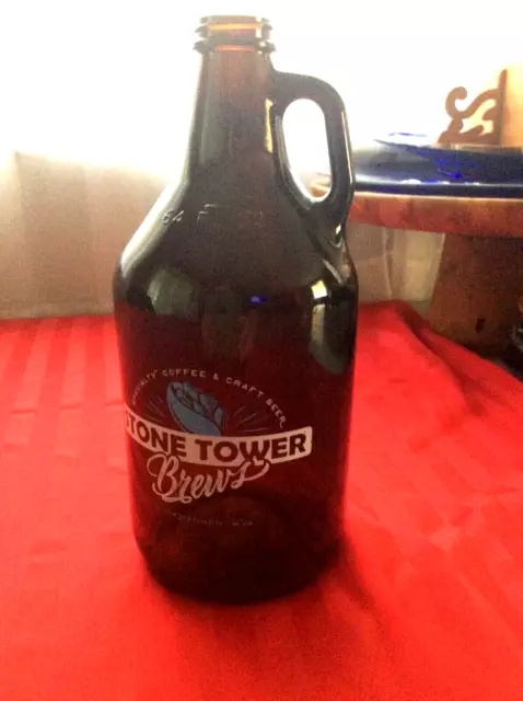 1/2 gal. Amber Glass Jug 64 oz Growler Wine Craft Beer stone tower brews