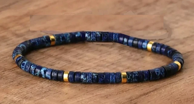 Bracelet de perles Jaspe impérial et Bois, Sur mesure