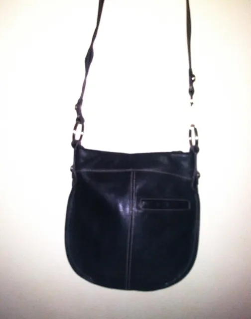 B. MAKOWSKY Black Pebbled Leather Shoulder Crossbody Handbag Purse Bag Strap