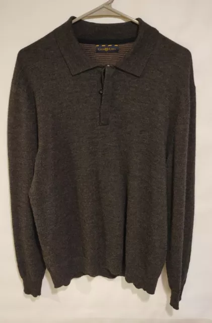 CLUB ROOM MEN'S Merino Wool Blend Gray Polo Sweater Size Large - tag ...
