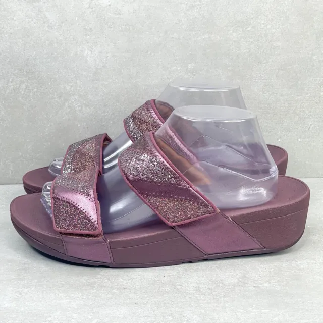 FITFLOP Sandal Womens 10 Mina Ombre Glitter Slide Shoe Purple Comfort Wedge 3