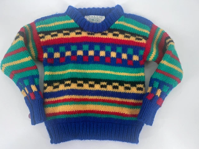 Vintage Pullover Sweater 100% Wool Colorblock Blarney Woollen Mills Toddler 4T