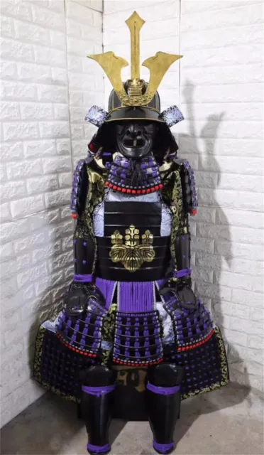 Japanese Armor Helmet Suit Samurai Yamamoto Kansuke Big Horns Black Wearable Set