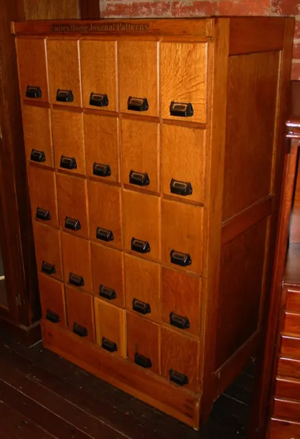 Quartered oak antique Ladies Home Journal sewing pattern cabinet-----16002