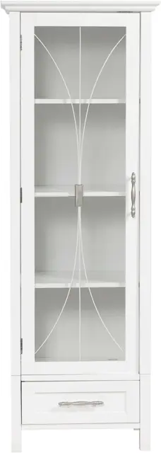 Delaney Wooden Storage Cabinet, 48.5", 13.5"D X 17"W X 48.5"H, White