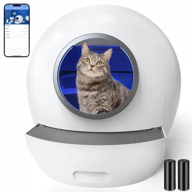 ELSPET WiFi Smart Cat Litter Box NO Scoop/APP Automatic Self-Cleaning Litter Box