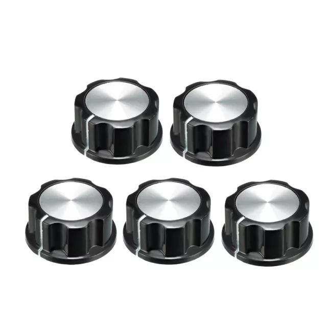 5Pcs 33x15.5mm Silver Tone Top Potentiometer Volume Control Rotary Knobs