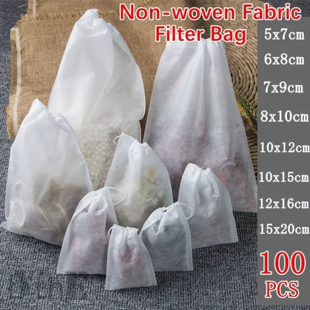 100pcs Tessuto Non Tè Borsa Con Stringa Monouso Teiera Vuoto Sacchetti Filtro