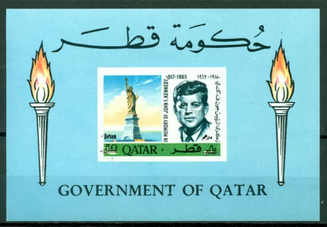 Qatar 1966, JFK John F. Kennedy New Currency Offset On Back Error, M/S MNH 507