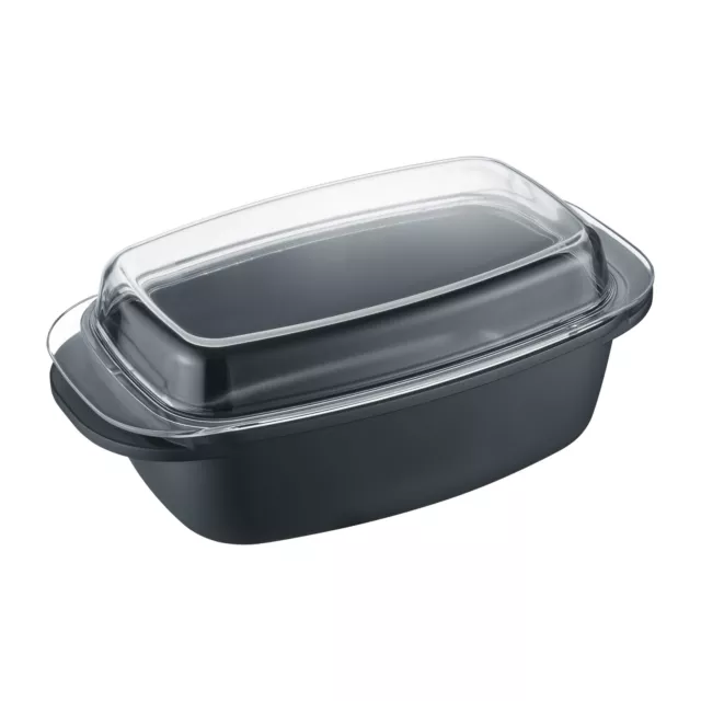 BERNDES Aluguss Universalbräter 32 x 21 cm mit Glasdeckel INDUKTION