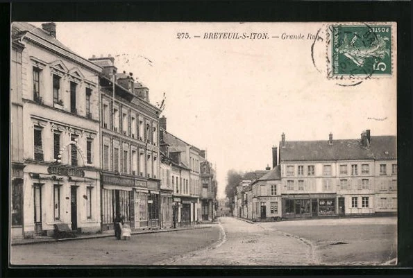CPA Breteuil-sur-Iton, Grande Rue 1909