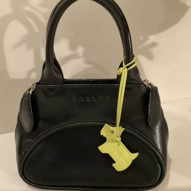 RADLEY SMALL BLACK Leather Grab Bag Very Good Condition 11.50