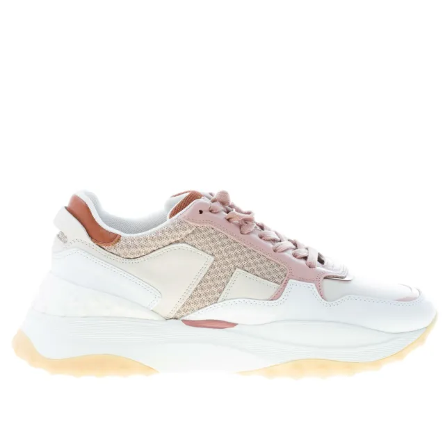 TOD'S chaussures femme Panelled sneaker white and pink leather mesh tech fabric