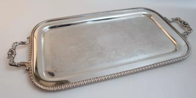 FB Rogers Silver & Copper 1883 Tray Serving Butler Dish Platter 19" x 11"