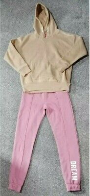 Girls Age 9-10 Tracksuit Top And Bottoms Pink And Beige Primark bnwt