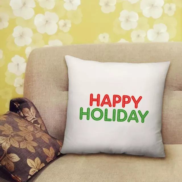 Happy Holidays Christmas Xmas Printed Cushion Gift with Filled Insert-40cmx 40cm