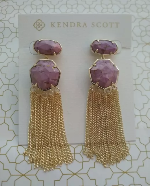 Kendra Scott Tae Statement Earrings - Bronze Veined Lilac Magnesite