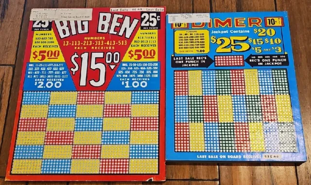 Punch Boards Trade Stimulator Lottery Vintage Unpunched Big Ben Dimer