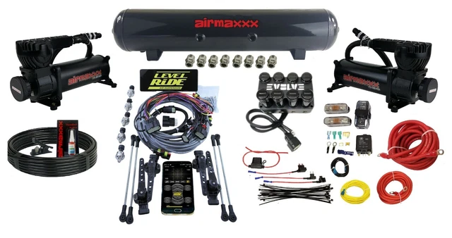 LEVEL RIDE 3/8 Manifold 3 Height + Pressure airmaxxx Black 480 Air