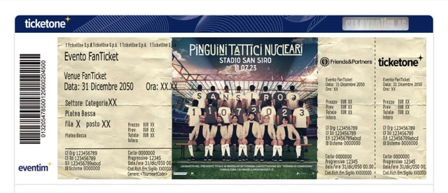 Biglietto S.Siro Milano Pinguini Tattici 11/07/23 Prato
