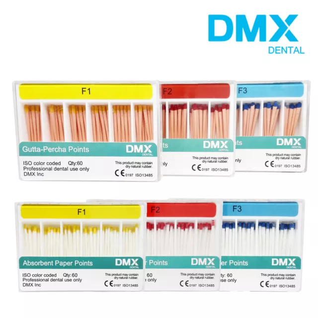 DMX Dental Taper .06 Endo Gutta Percha Points Absorbent Paper Points F1 F2 F3 2