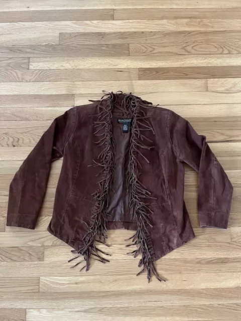 Vintage Suede Fringe Leather Jacket Boho Western Cowgirl Women’s XS