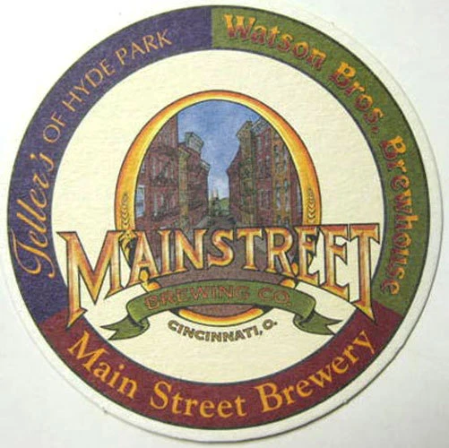 MAIN STREET BREWING Teller's, Watson Bros Beer COASTER Mat Cincinnati, OHIO 1997
