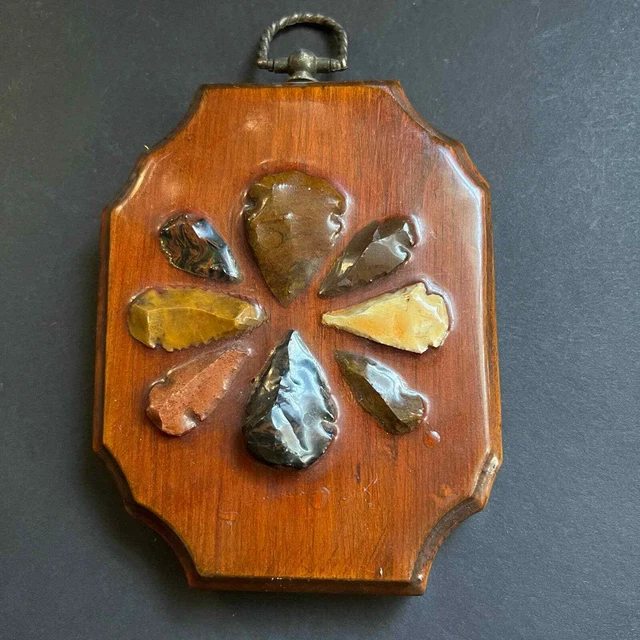 Vintage Native American arrow head art plaque one of a kind