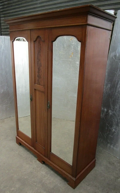 Antique Edwardian Double Fronted Mirror Mahogany & inlaids 5 Piece Wardrobe
