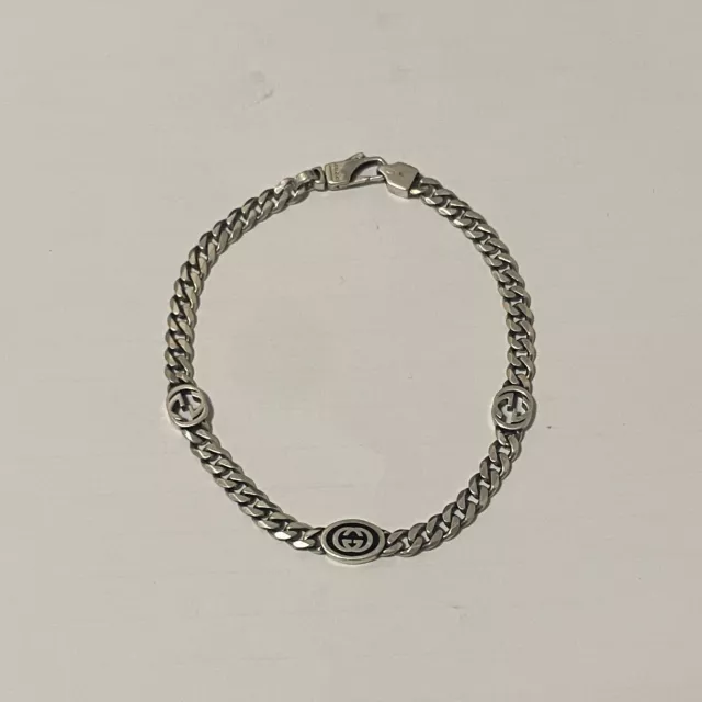 Gucci Sterling Silver Interlocking G Bracelet - 19cm