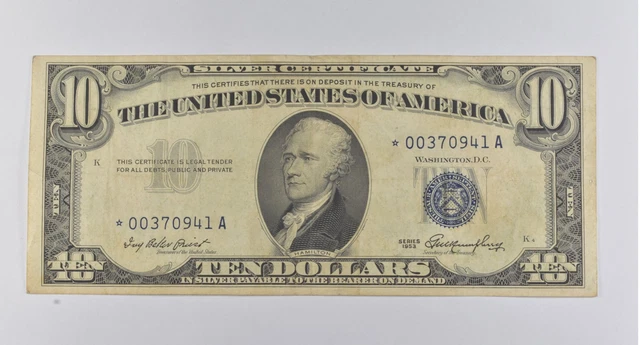 ERROR STAR Note 1953 $10 United States Silver Certificate *7750
