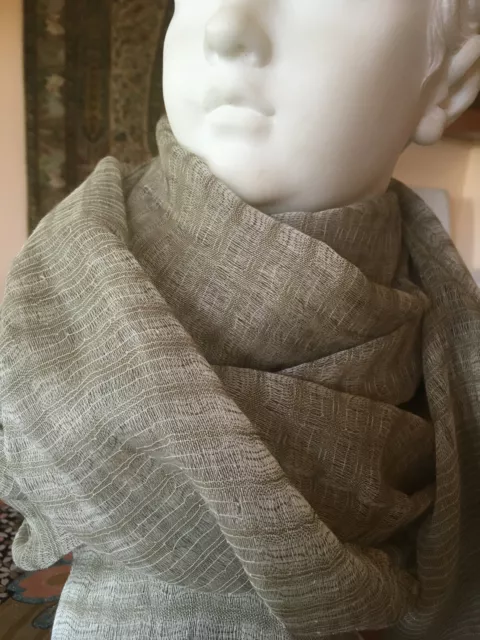 NWT Premium Cashmere ‘ARIA’ Maxi Long Scarf Wrap Khaki Light Green LUPETTA Italy