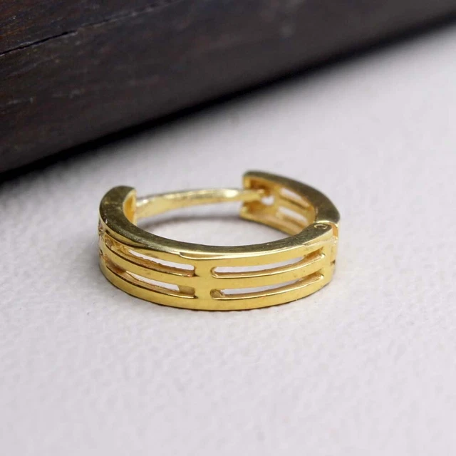 Etnico Donna 14K Vero Oro Indiano Cerchio Naso Anello Clicker Chiusura a Scatto