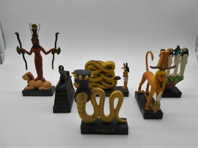 Égypte : Lot De 6 Figurines Égyptienne En Résine Anubis Dedoun Apophis Meresger